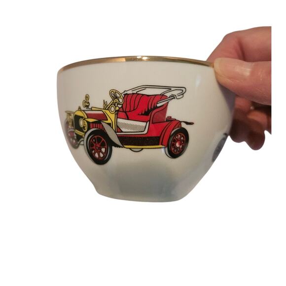 Princess House Porcelain Teacup & Saucer Vintage Car Design Inscribed Gold Trim - Picture 2 of 10